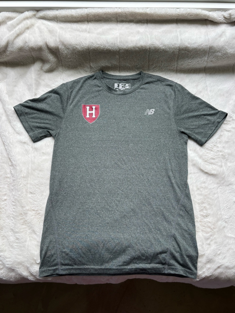 New Balance Heather Gray Short Sleeve Tee with Harvard Crest